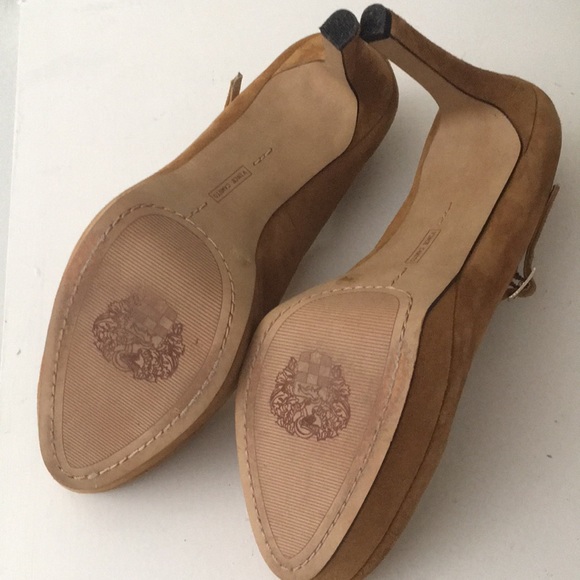 Vince Camuto "Joshlynn" Suede Mary Jane tan Pumps - Picture 6 of 17